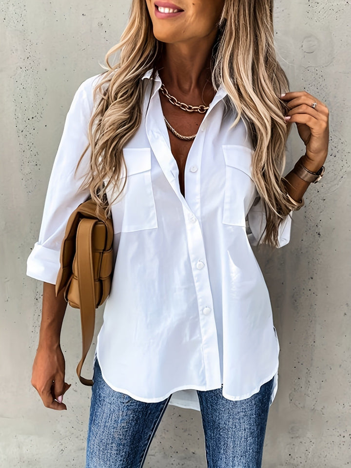 Aziza - Camicia Classica a Maniche Lunghe Con Bottoni