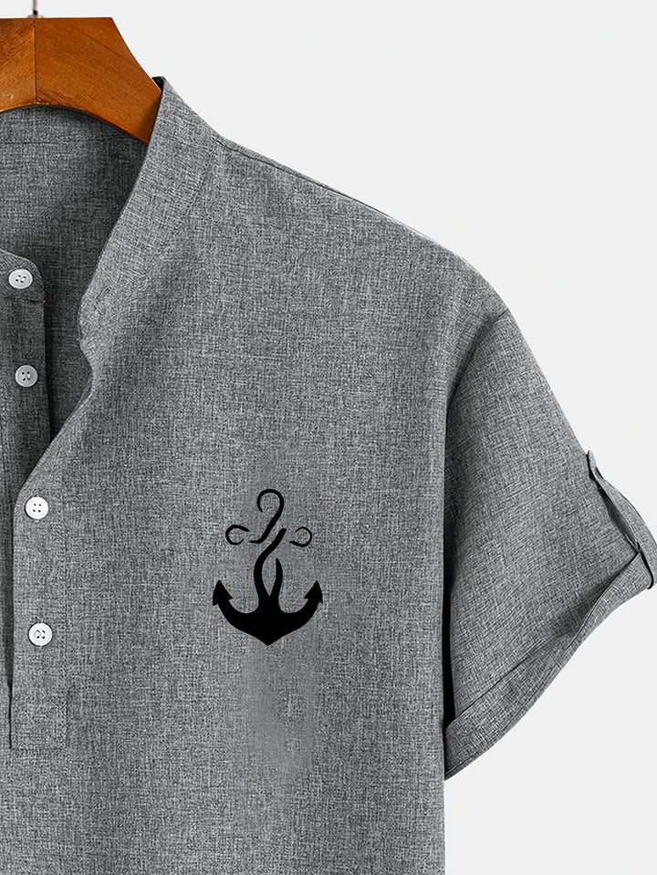 Elliott - Elegante Camicia a Maniche Corte Con Collo Alto