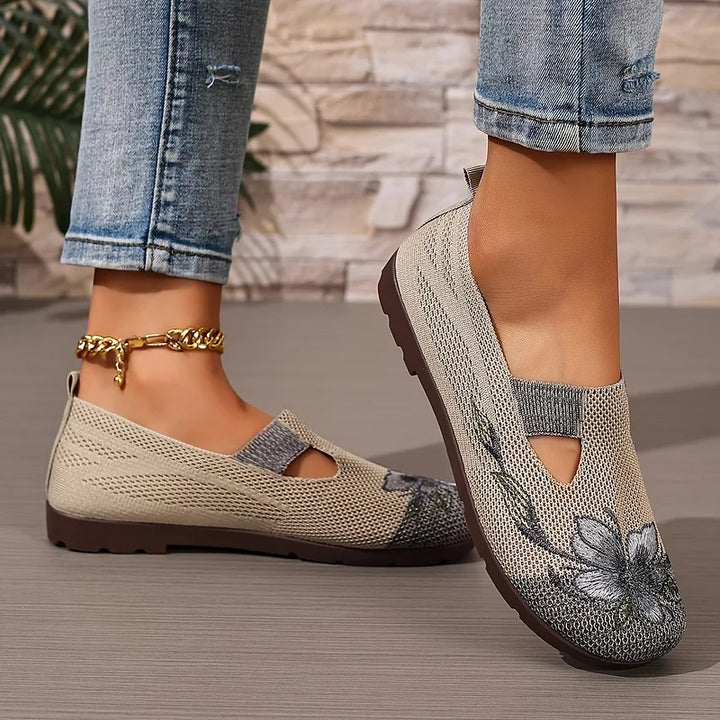 Martine – Scarpe In Maglia Traspirante Con Ricami Floreali
