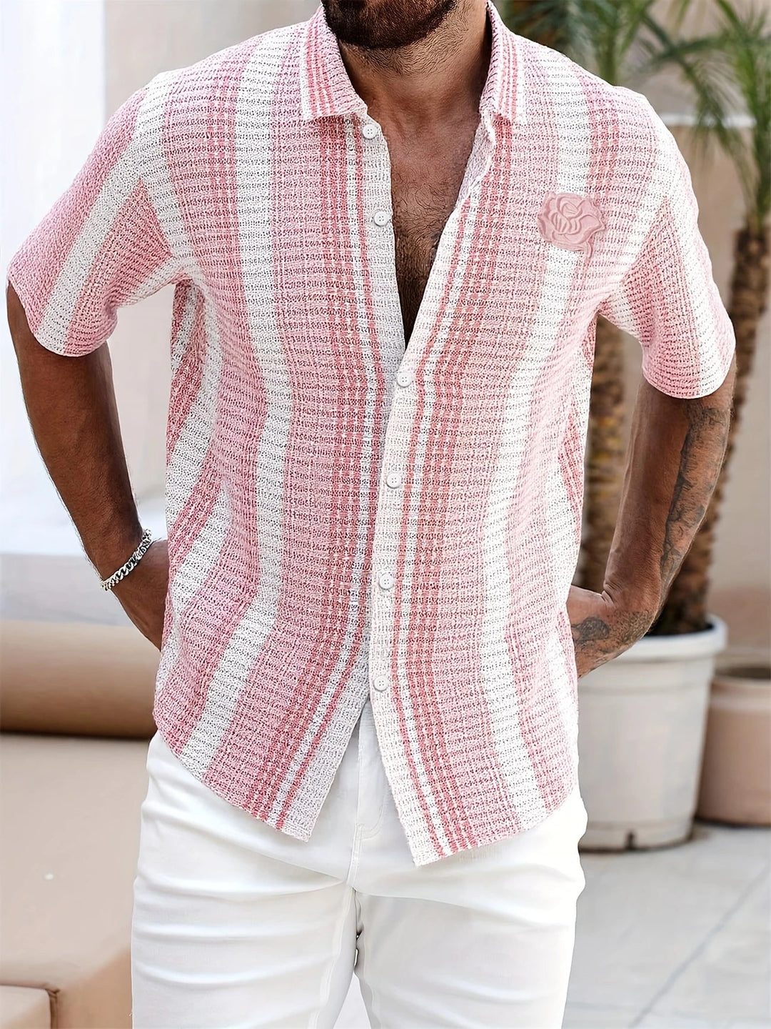 Avram - Camicia casuale a Righe Con Bottoni