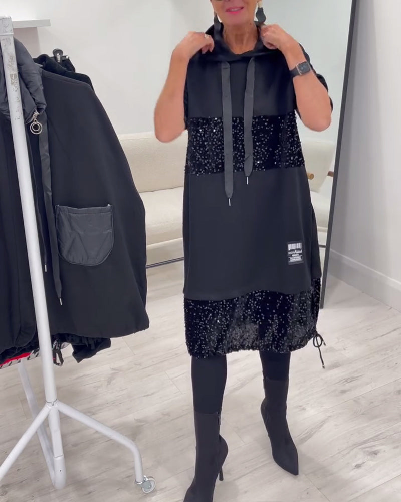 Mansherry - Abito Con Cappuccio Patchwork Alla Moda