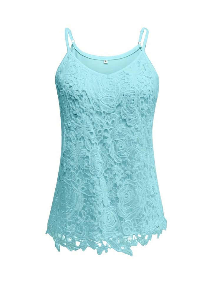 Juna - Elegante Top Senza Maniche In Pizzo Con Scollo a V