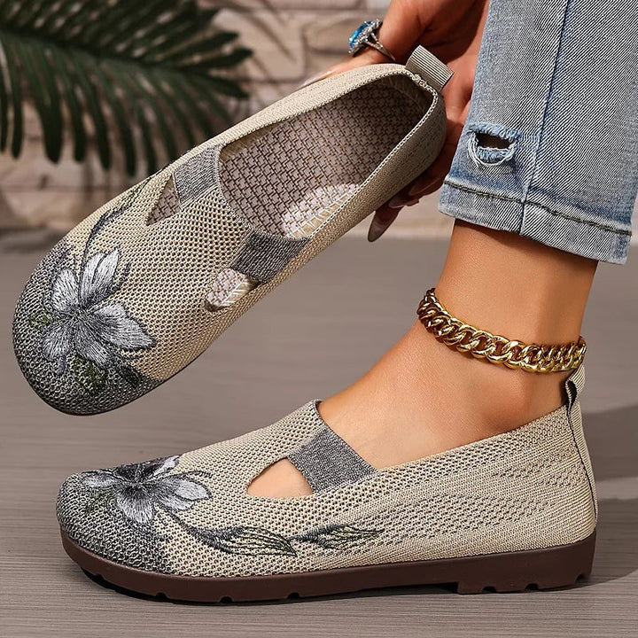 Martine – Scarpe In Maglia Traspirante Con Ricami Floreali