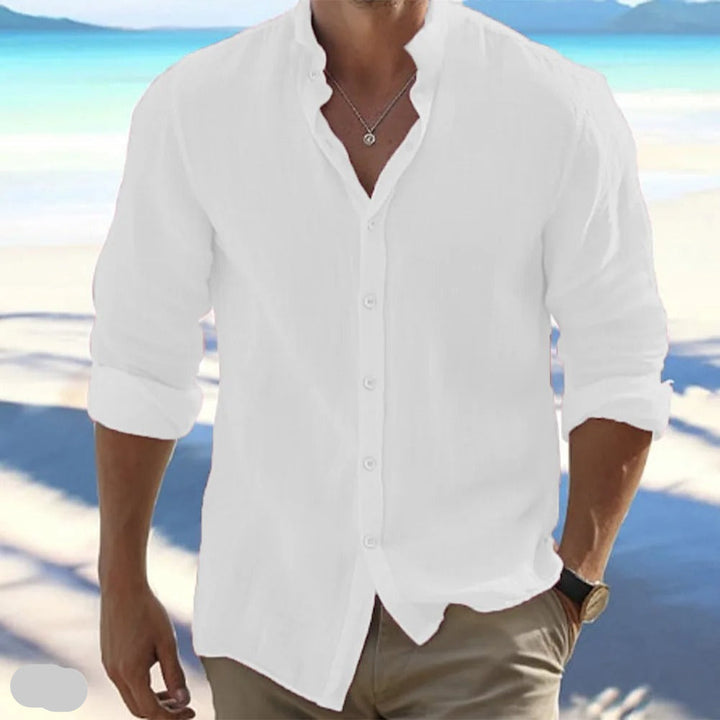 Macsen - Camicia Casuale Da Spiaggia Con Colletto Rialzato