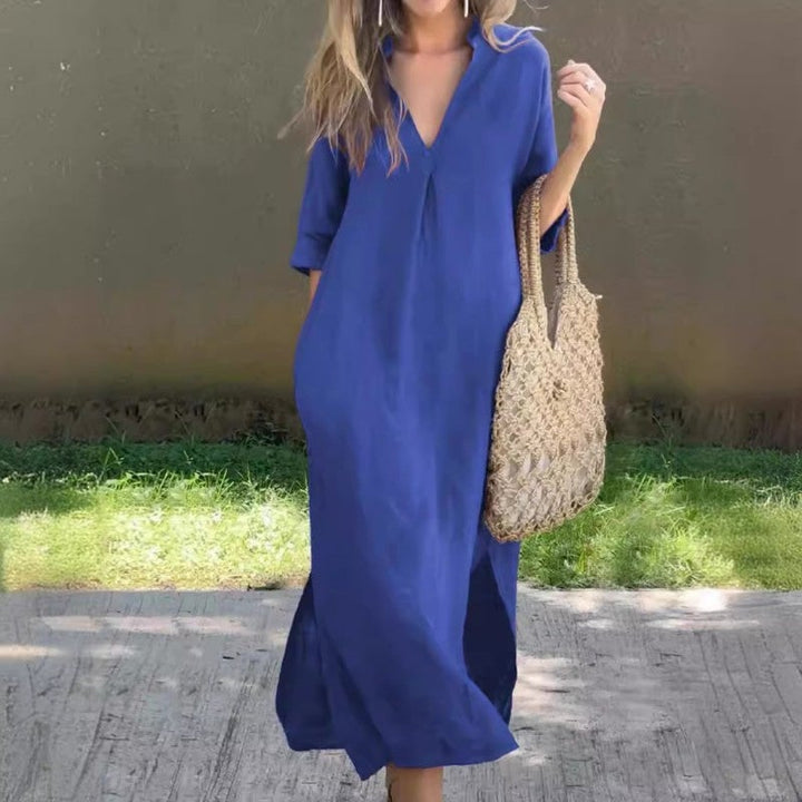 Ramune - Abito Casual in lino Con Scollo a V