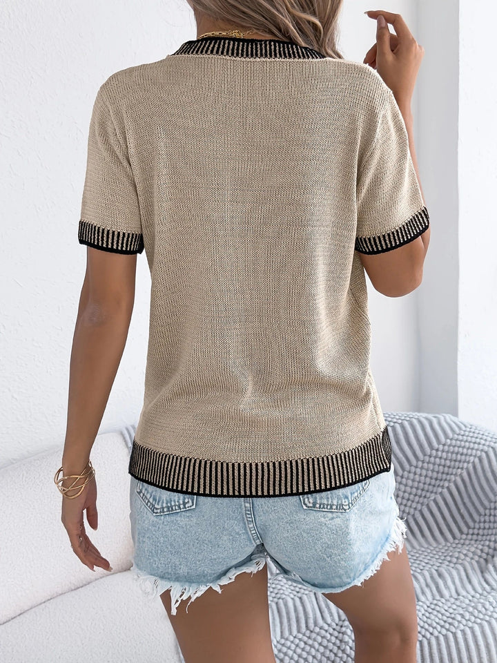 Alethea - Elegante Top Lavorato a Maglia Con Scollo Rotondo e Righe