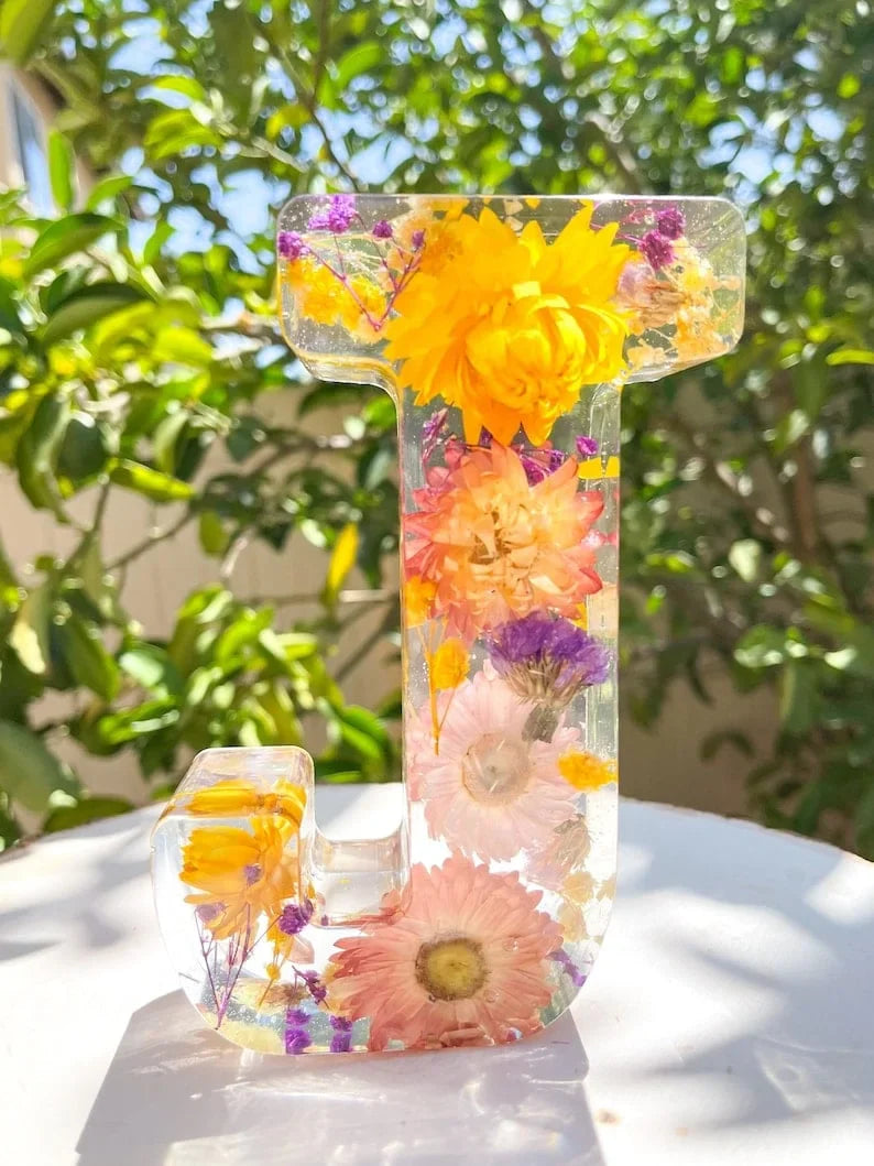FloraShine - Lampada Da Notte in Resina Con Fiori Fatti a Mano
