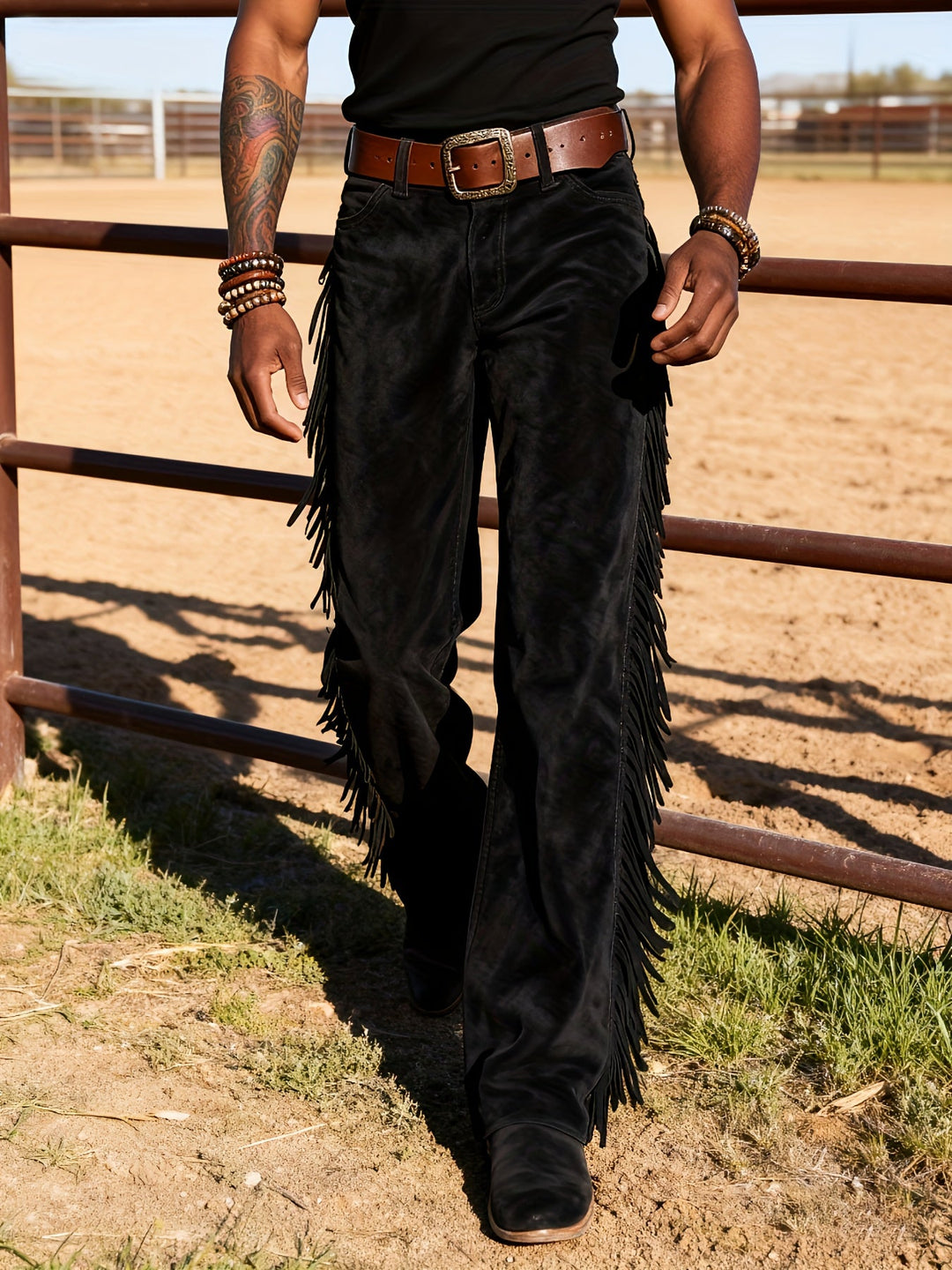Altan - Pantaloni Casual Retrò Western Con Frange