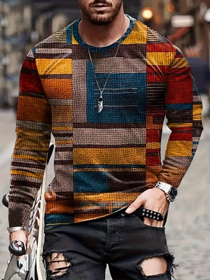 Kellan - Camicia a Maniche Lunghe Con Stampa Geometrica Patchwork
