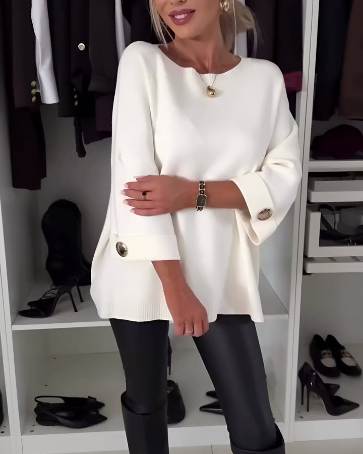 Sieglinde - Maglione Lavorato a Maglia Con Scollo Rotondo