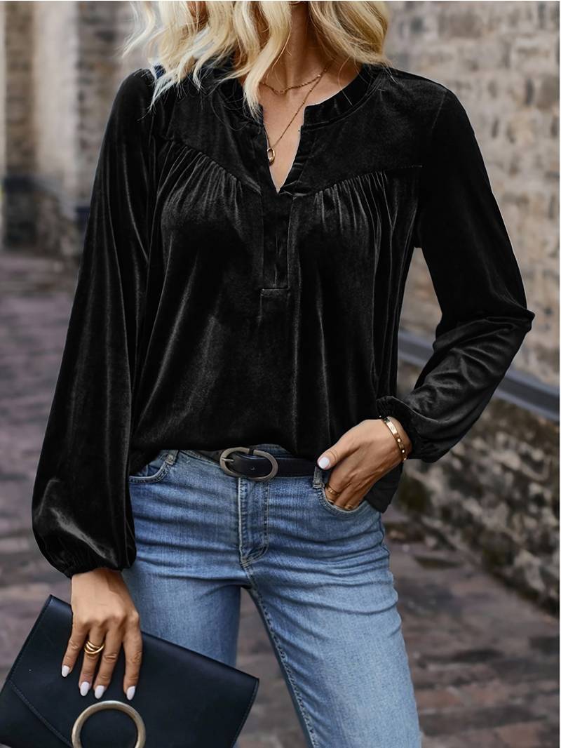Lihi - Maglia Comoda a Maniche Lunghe Con Scollo a V