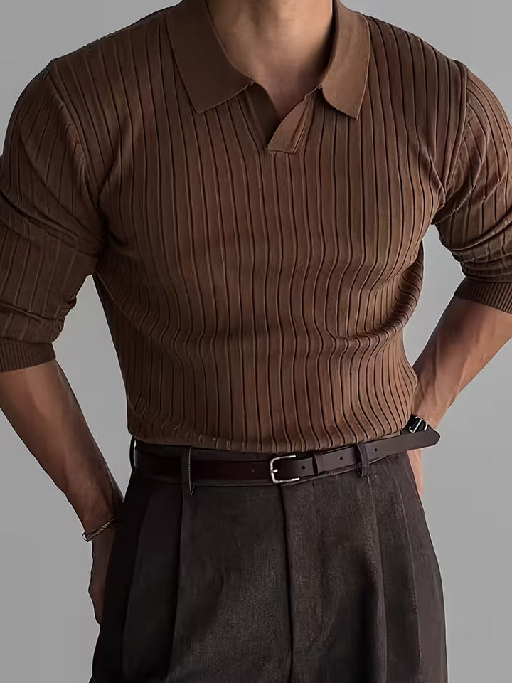 Kaeran - Elegante Maglione Polo in Maglia a Coste