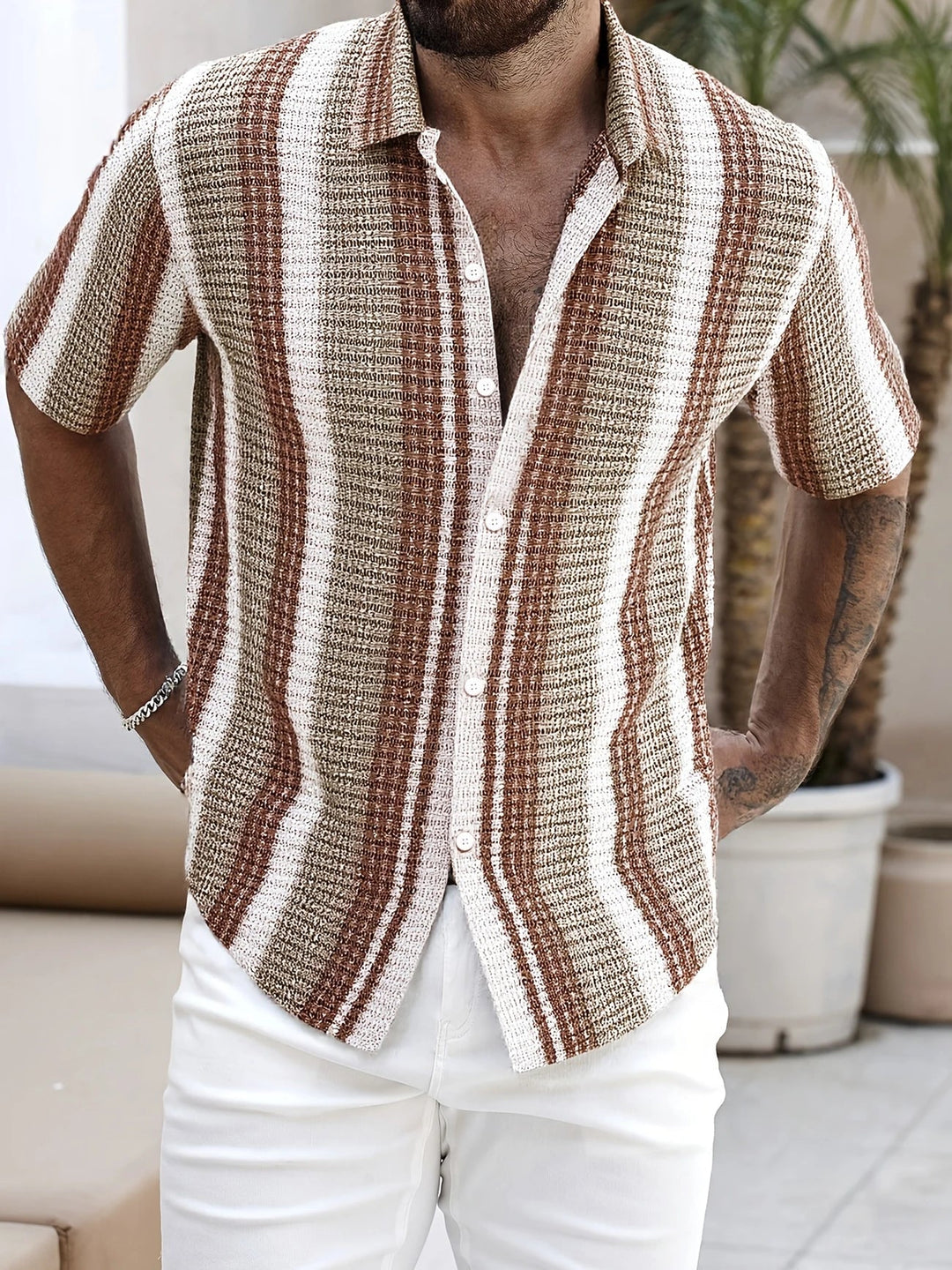 Avram - Camicia casuale a Righe Con Bottoni