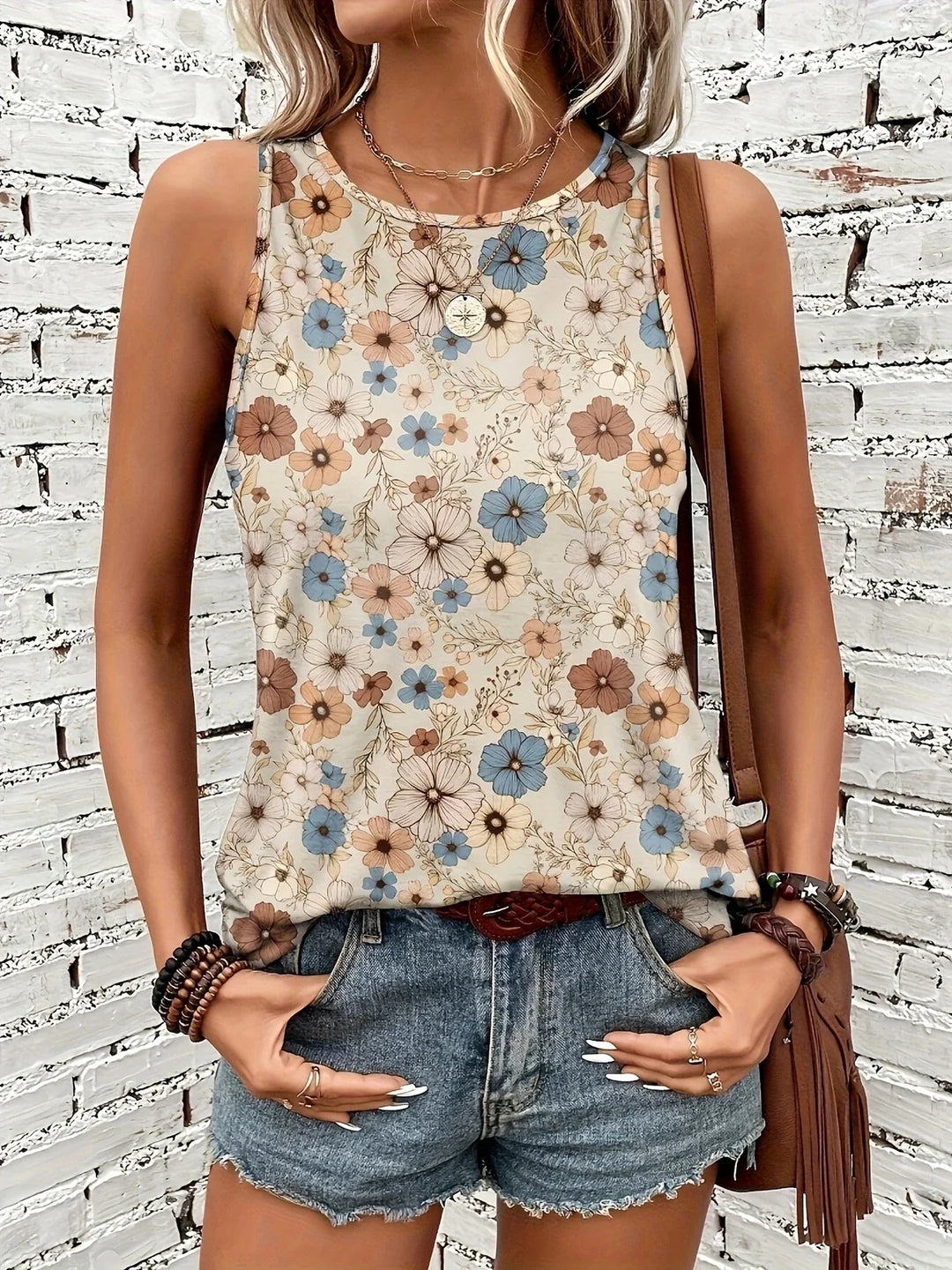 Lilou - Top Estivo Casual Con Stampa Floreale