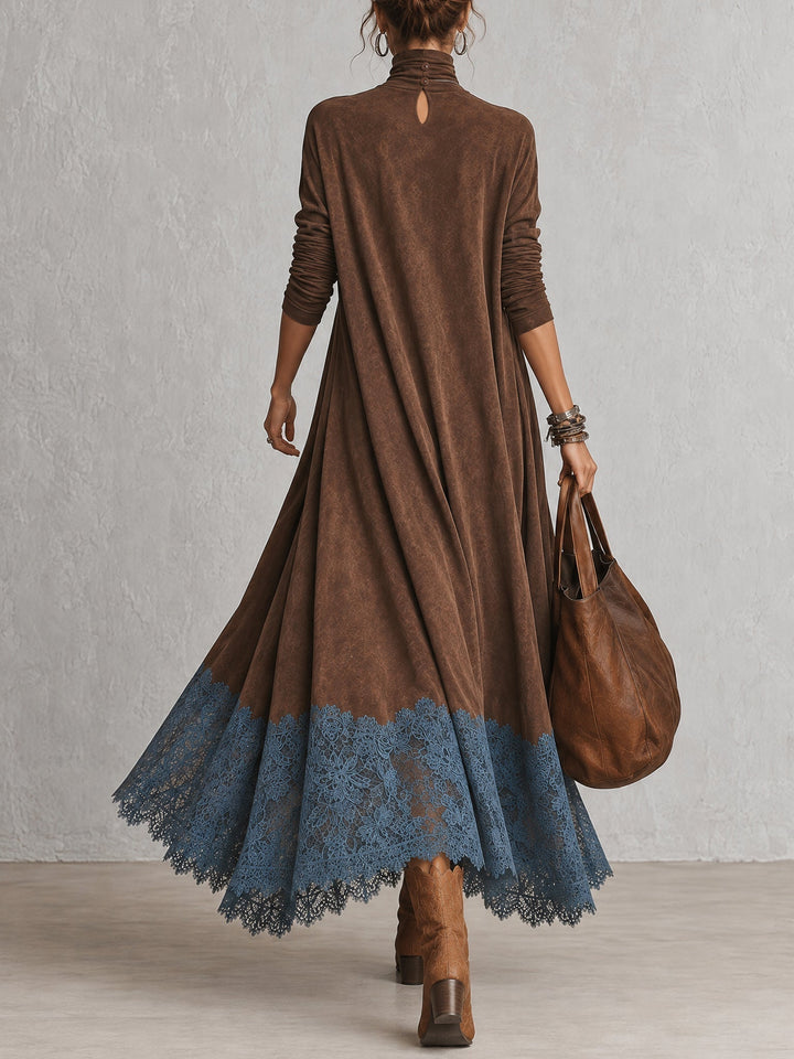 Albria - Abito Lungo a Maniche Lunghe in Stile Vintage