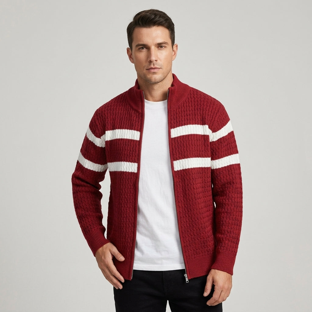 Loick - Cardigan in Maglia a Maniche Lunghe con Zip