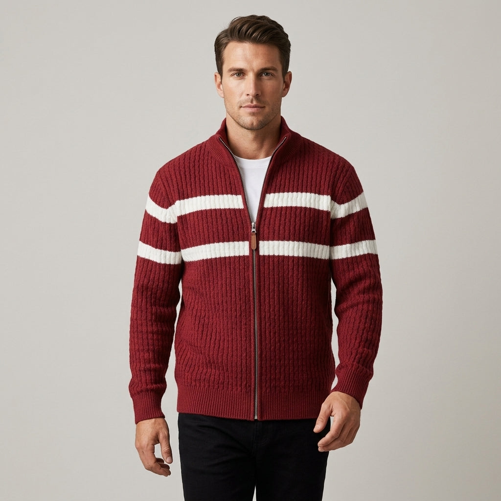 Loick - Cardigan in Maglia a Maniche Lunghe con Zip