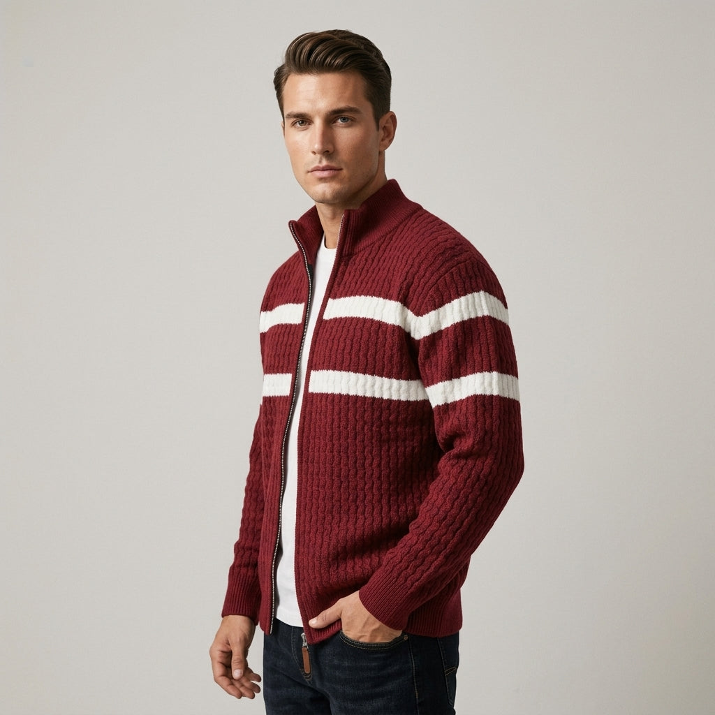 Loick - Cardigan in Maglia a Maniche Lunghe con Zip