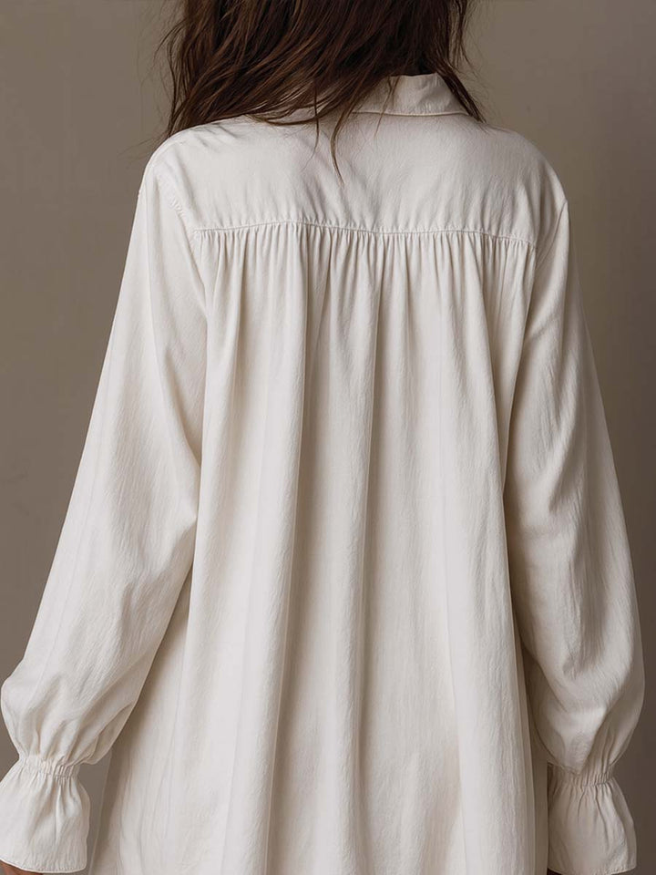 Amparo - Abito camicia a Maniche Lunghe con orlo Irregolare