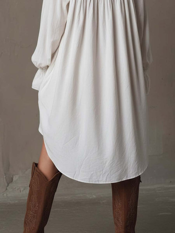 Amparo - Abito camicia a Maniche Lunghe con orlo Irregolare