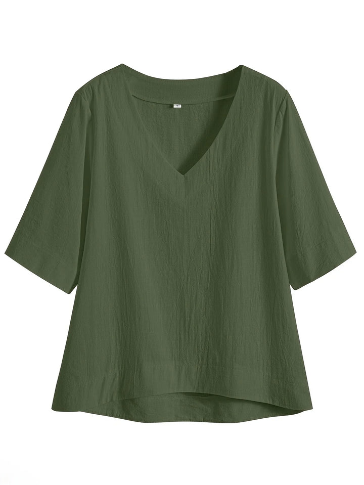 Mattea - Casual Vestibilità Ampia Top Con Scollo a V