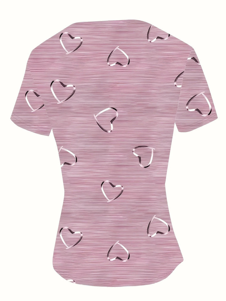 Emlyn - Top Alla Moda Con Scollo a V e Stampa a Cuori