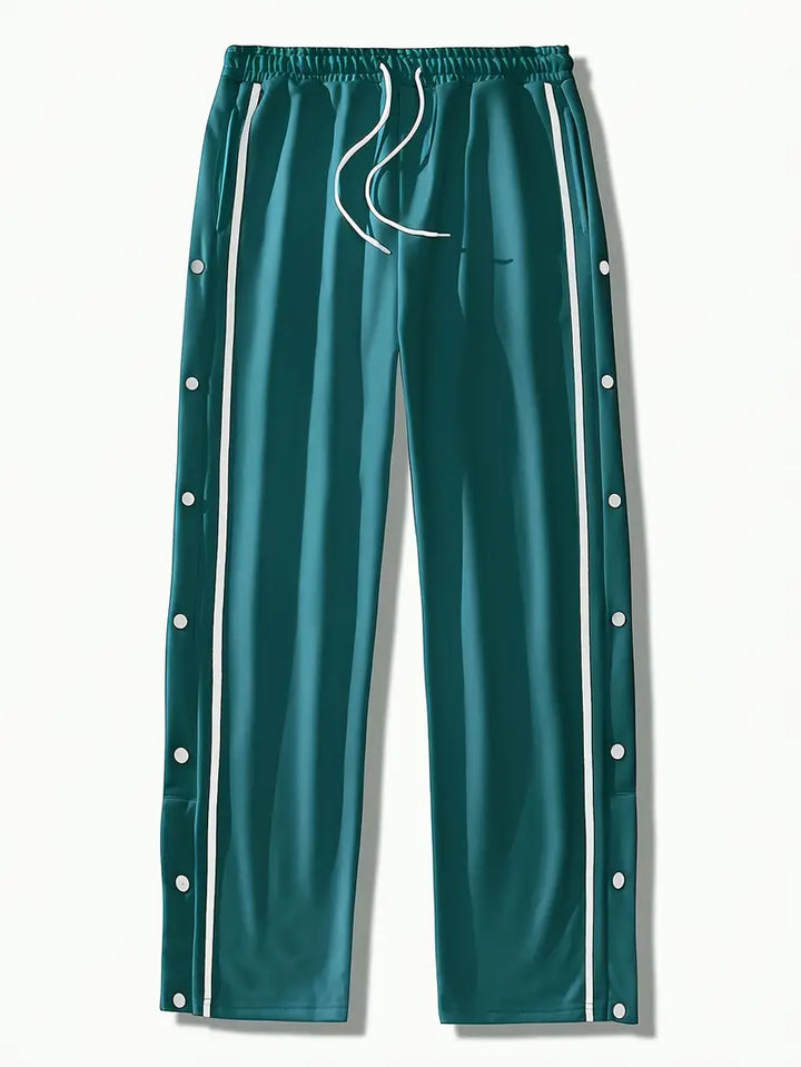 Mendis - Pantaloni Sportivi Casual a Gamba Dritta Con Bottoni a Pressione