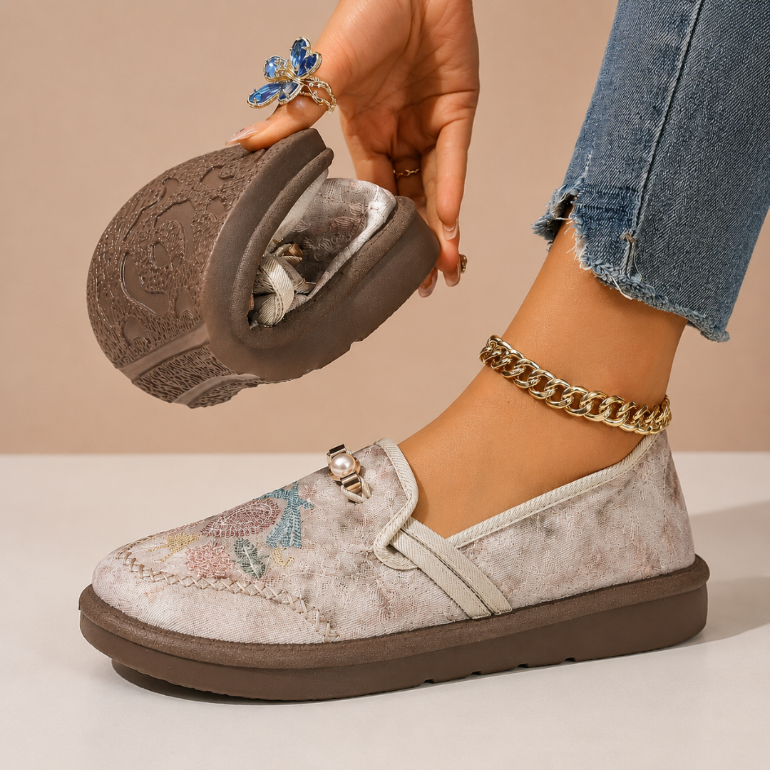 Adeyla - Mocassini Slip-on a Motivi Floreali