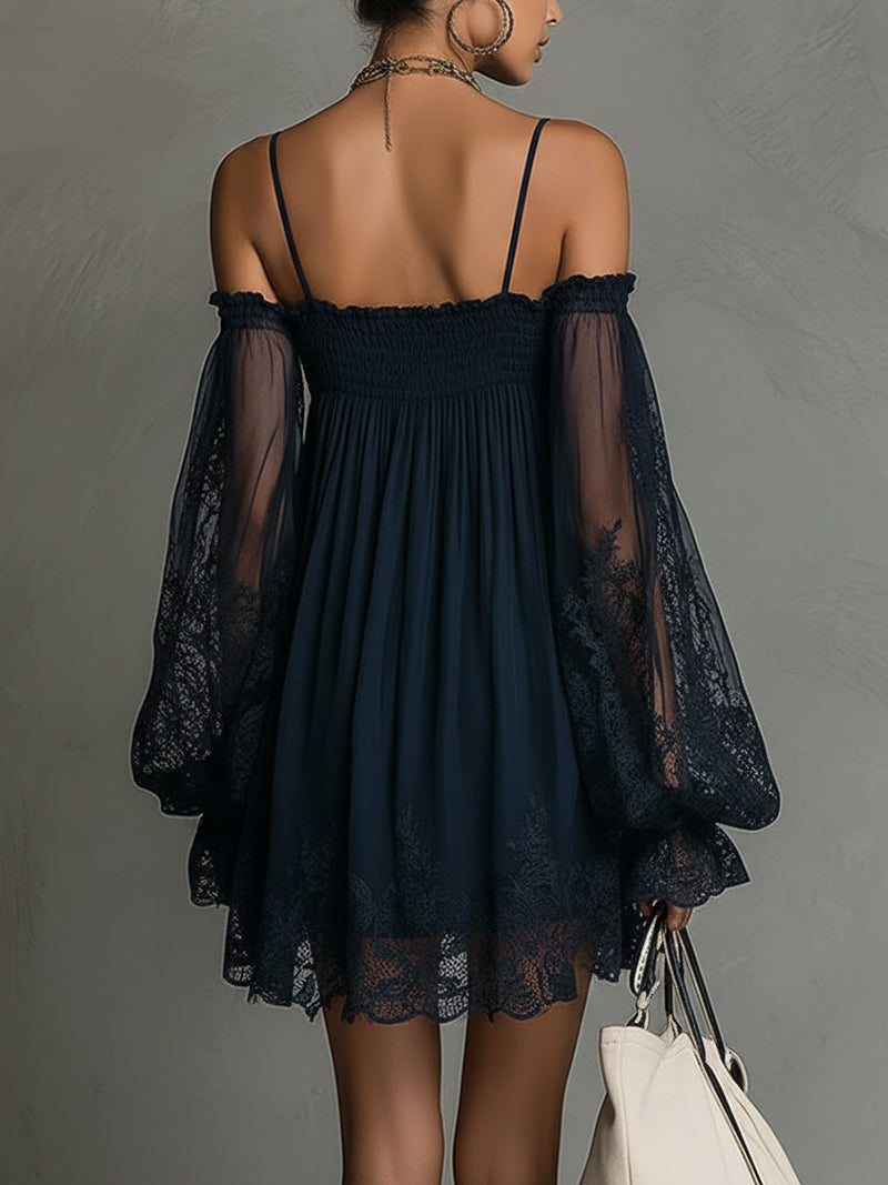 Charity - Abito in Pizzo con Spalle Scoperte