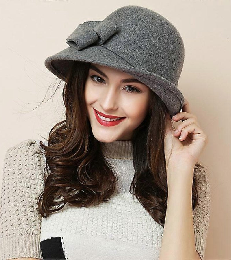 Klaver - Cappello Vintage In Feltro Con Fiocco Laterale