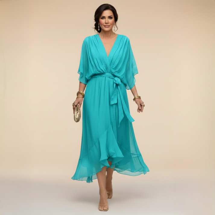 Harshani - Abito in Chiffon Con Scollo a V