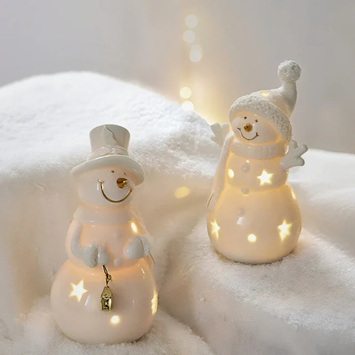 SnowLume - Set Decorativo Natalizio In Ceramica Con Luci LED