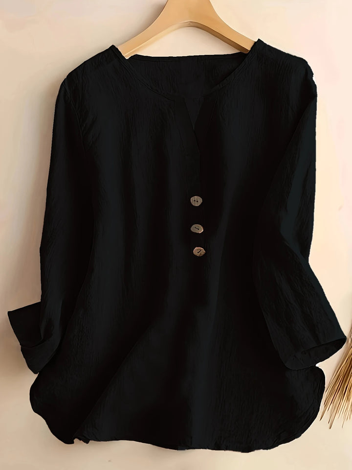 Mykaela - Camicetta Casuale In Cotone E Lino