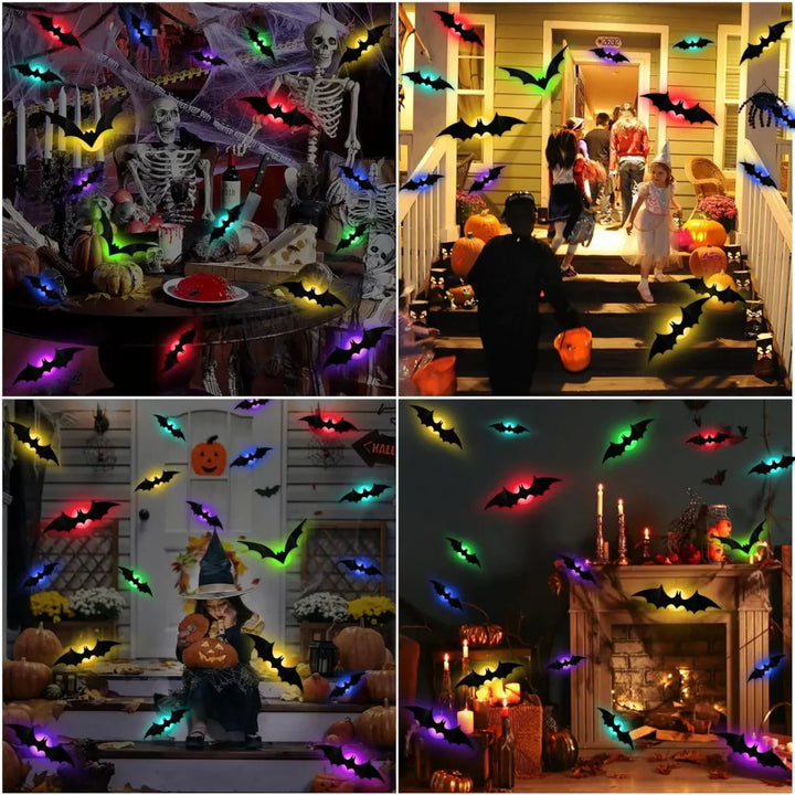 GlowWing - Adesivi Decorativi 3D Luminosi a Forma di Pipistrelli Per Halloween