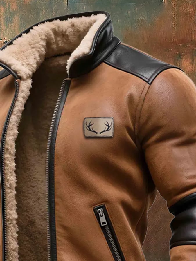 Labuschagne - Giacca Calda in Pelle e Camoscio Vintage