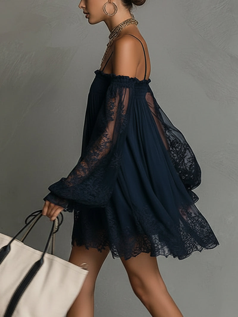 Charity - Abito in Pizzo con Spalle Scoperte