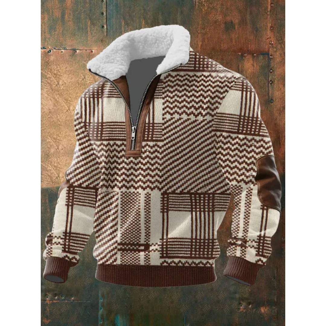 Ibrahima - Maglione In Pile Con Collo Alto e Zip