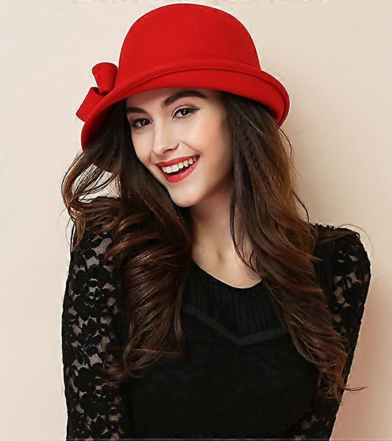 Klaver - Cappello Vintage In Feltro Con Fiocco Laterale