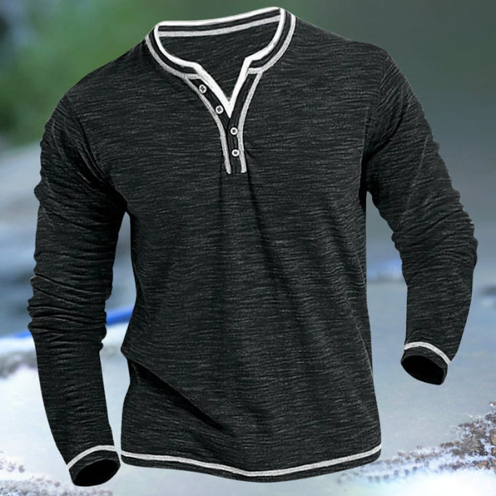 Burkhardt - Camicia con Scollo a V e Maniche Lunghe