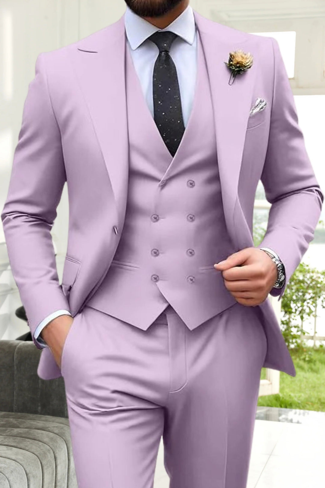 Gremist - Abiti a Tre Pezzi Slim Fit Con Revers a Lancia