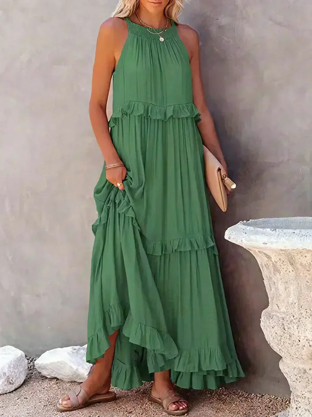 ayley - Elegante Abito Senza Maniche Con Volant
