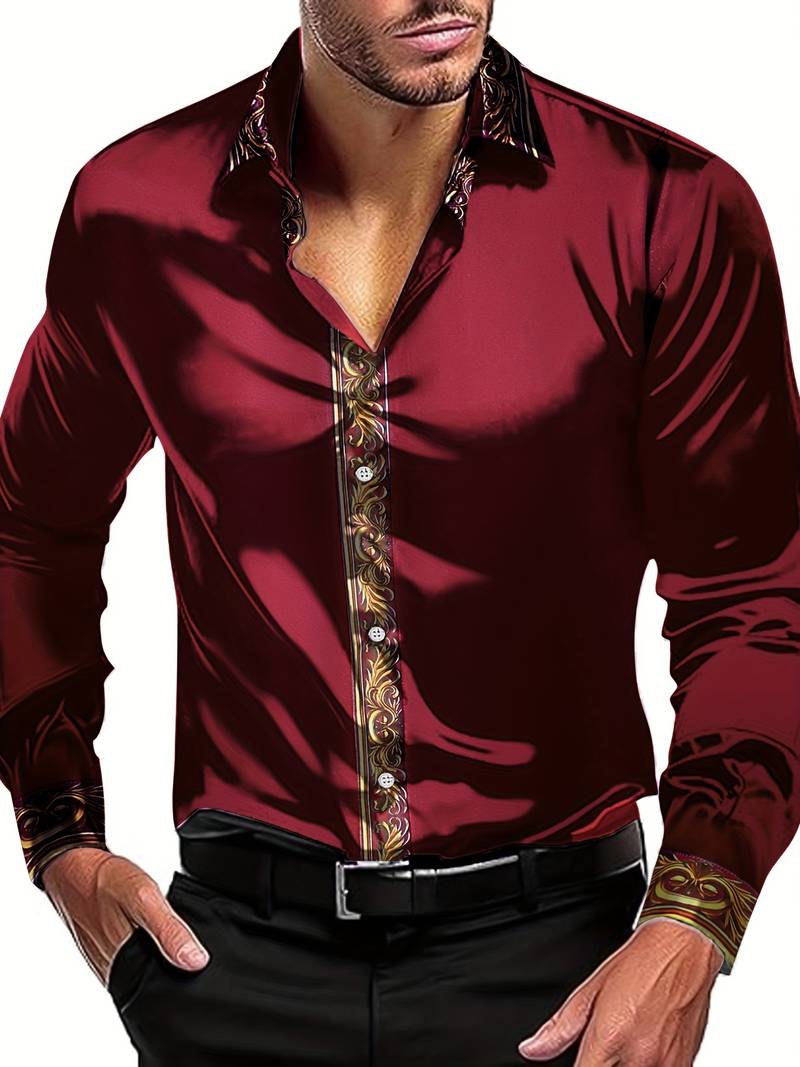 Vygantas - Elegante Camicia a Maniche Lunghe Con Patchwork