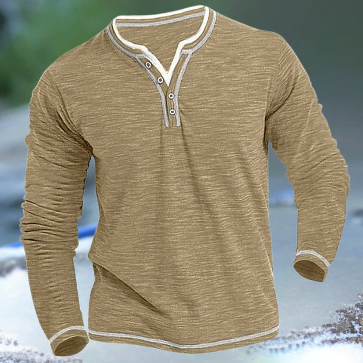 Burkhardt - Camicia con Scollo a V e Maniche Lunghe