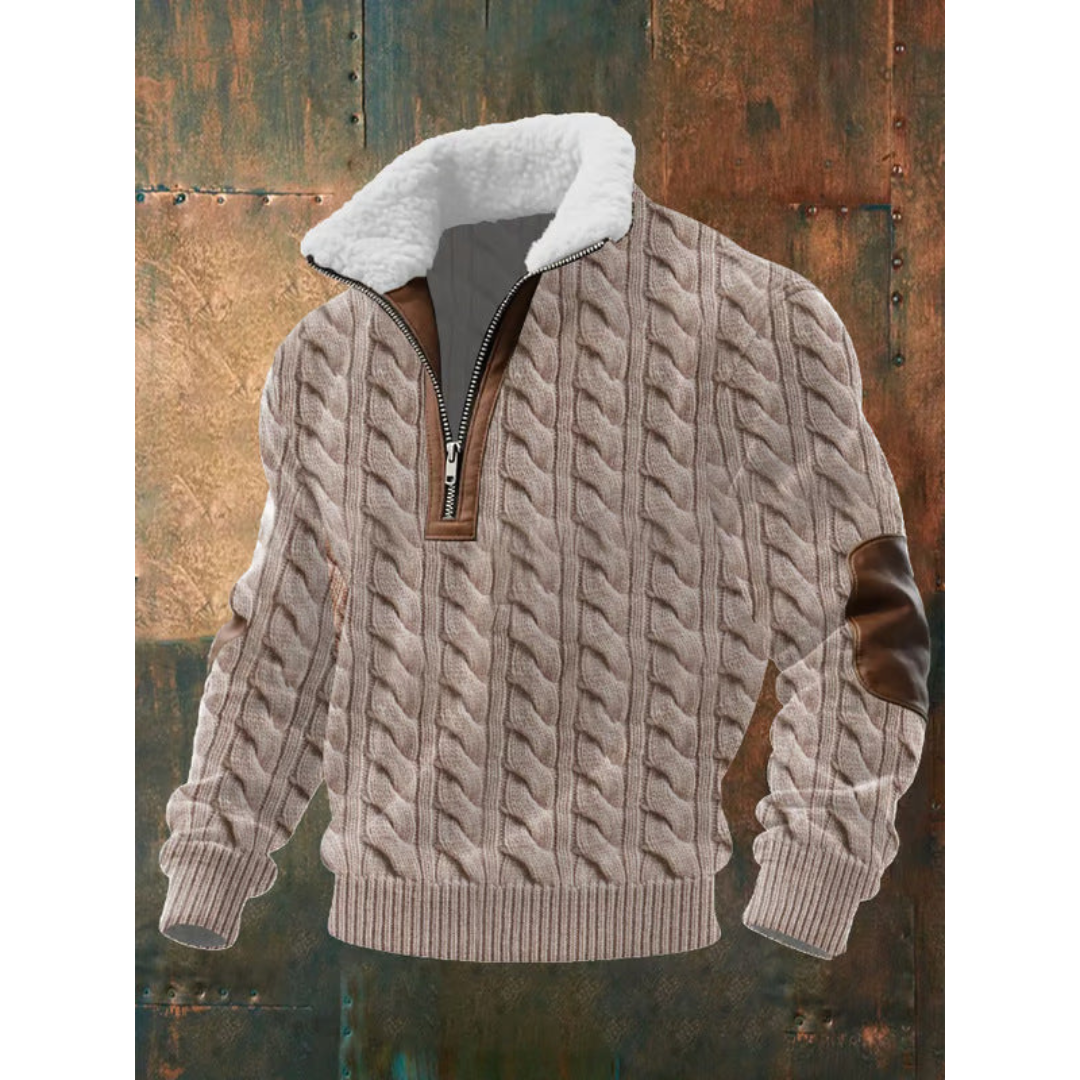 Ibrahima - Maglione In Pile Con Collo Alto e Zip