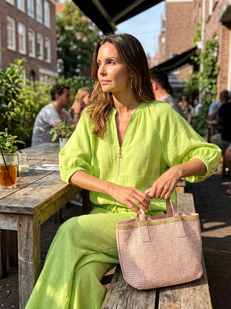 Sharina - Set Composto Da Camicetta Con Zip E Pantaloni a Gamba Larga