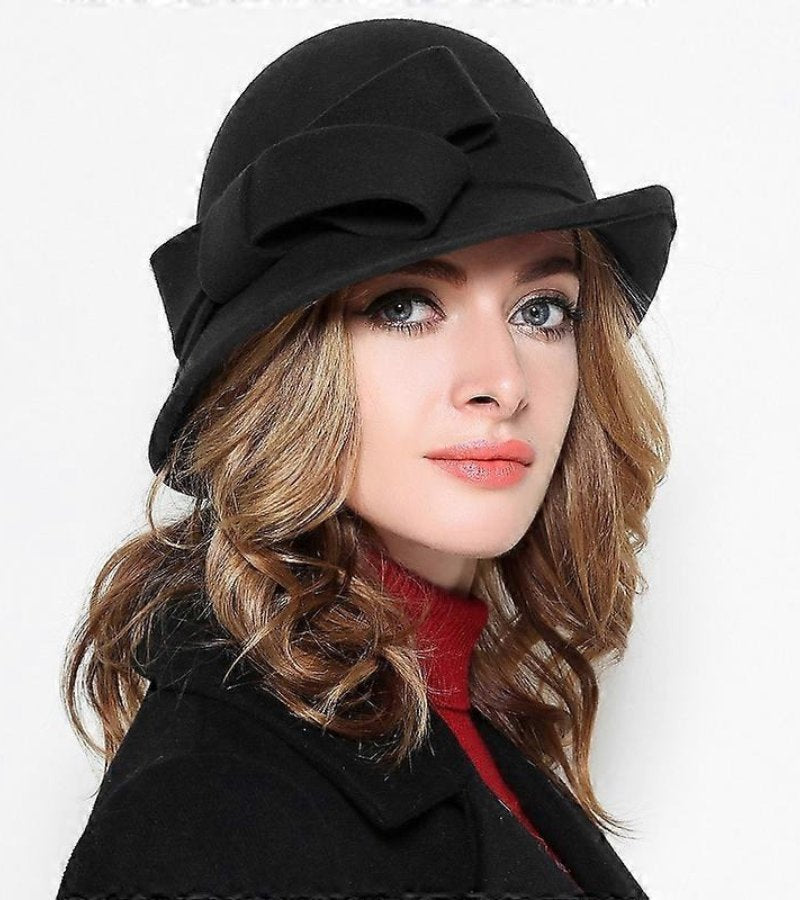 Klaver - Cappello Vintage In Feltro Con Fiocco Laterale
