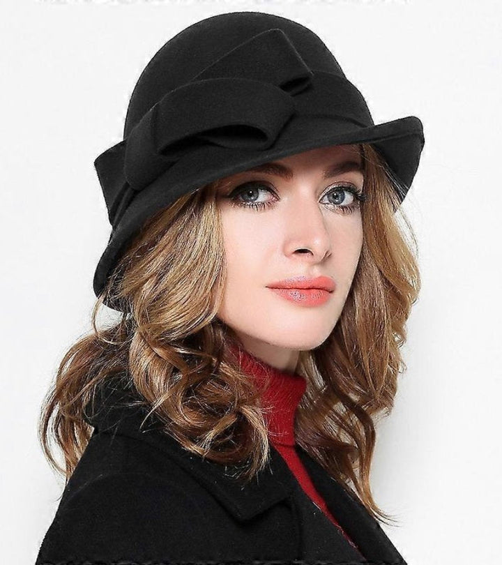 Klaver - Cappello Vintage In Feltro Con Fiocco Laterale