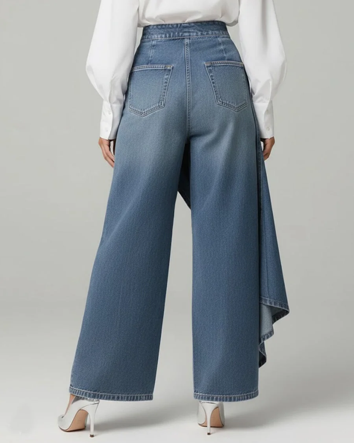 Elpida - Jeans a Gamba Larga Con Bottoni Sul Davanti e Rivestimento Avvolgente
