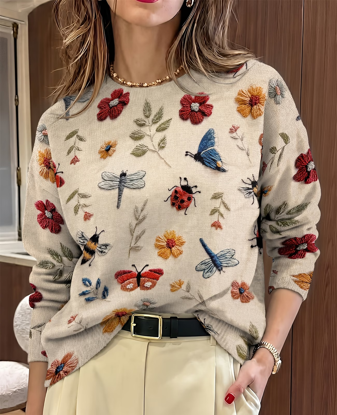 Lesa - Maglione Con Stampa Floreale E Di Insetti