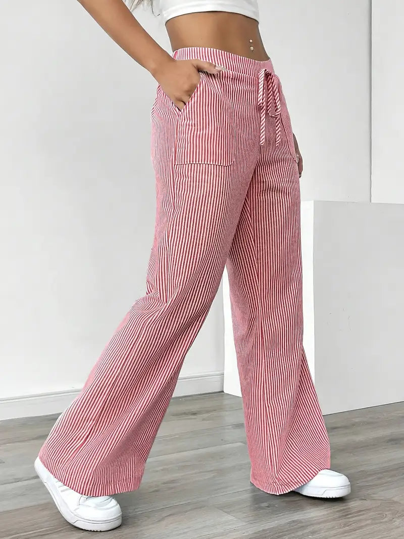 Alina - Elegante Pantalone A Righe Con Tasche